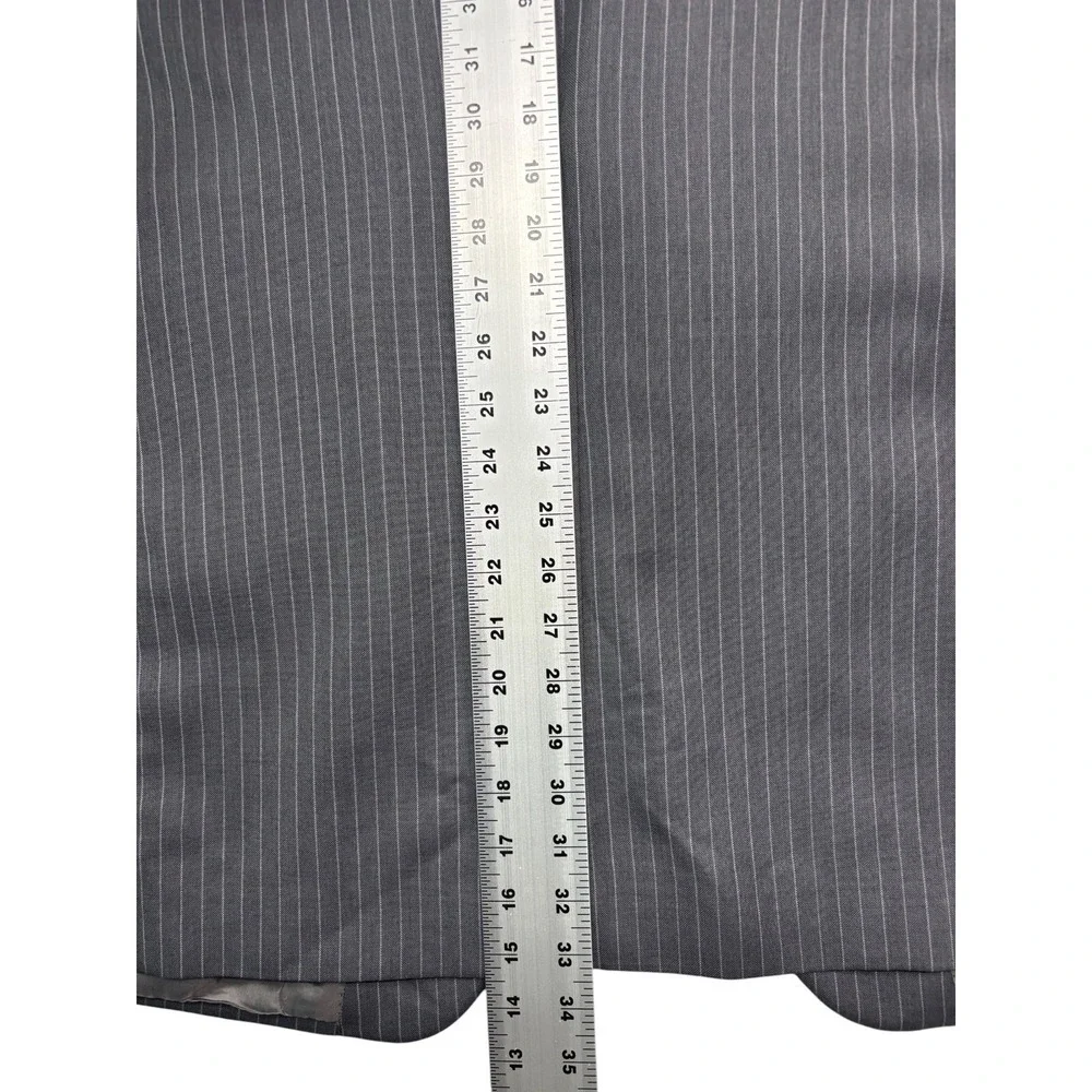 Jos A Bank 48L 43x32 Gray Stripe 2pc Pant Suit Signature Collection Silk Wool